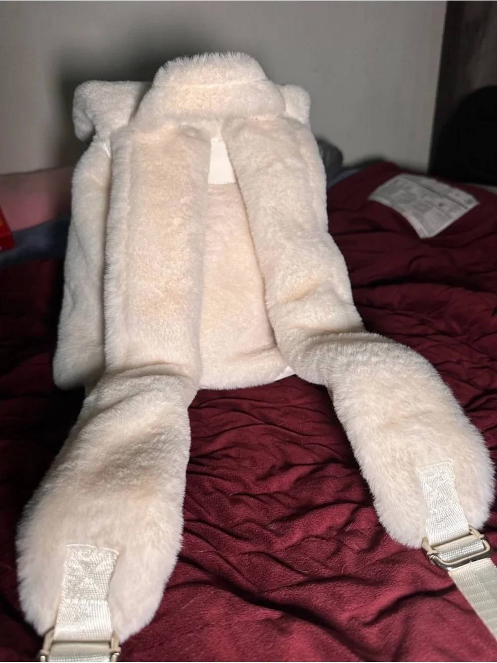 Plush Cream Faux-Fur Backpack - Soft Everyday Bag